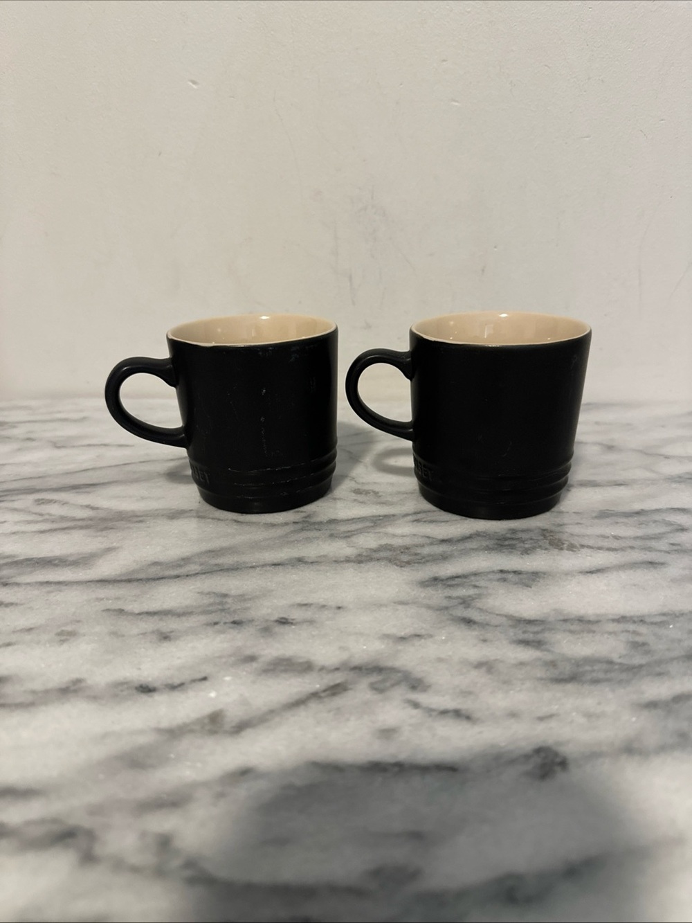 Le Creuset set of two matte black 7 oz espresso cappuccino cups